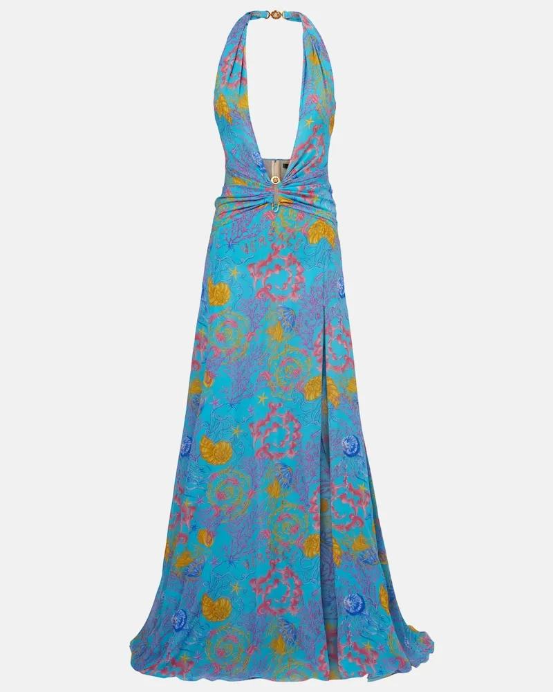 Versace Bedruckte Robe Blau