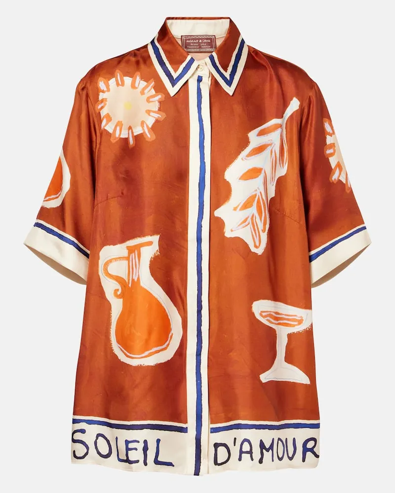 ALEMAIS Alémais X LRNCE Hemd Soleil D'Amour aus Seide Orange