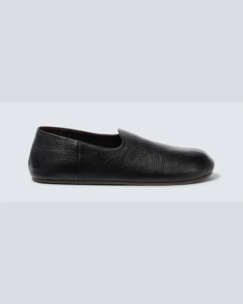 The Row Slip-Ons Hugh aus Leder Schwarz