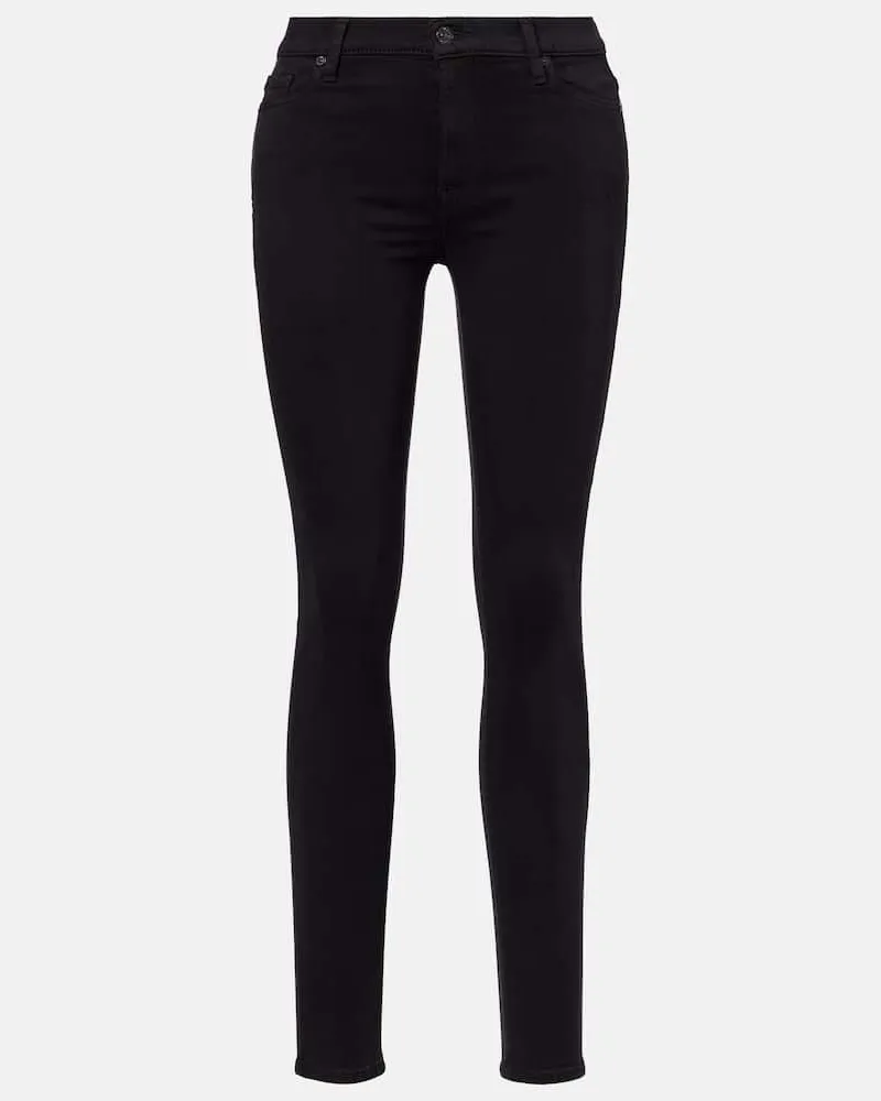 7 for all mankind Mid-Rise Skinny Jeans Schwarz