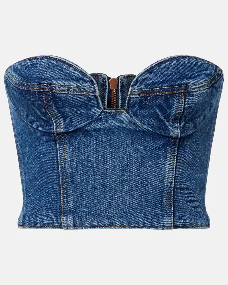 Magda Butrym Verziertes Bustier-Top aus Denim Blau