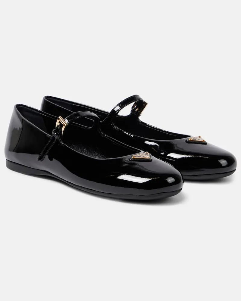 Prada Mary-Jane-Ballerinas aus Lackleder Schwarz