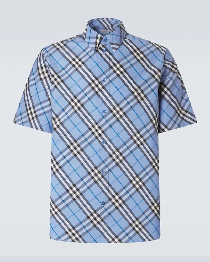 Burberry Hemd Burberry Check aus Baumwollpopeline Blau