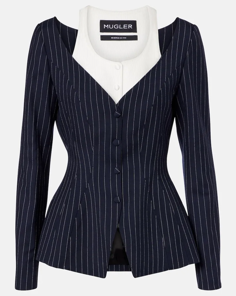 Thierry Mugler Jacke re/edit Les Salades aus Wolle Blau