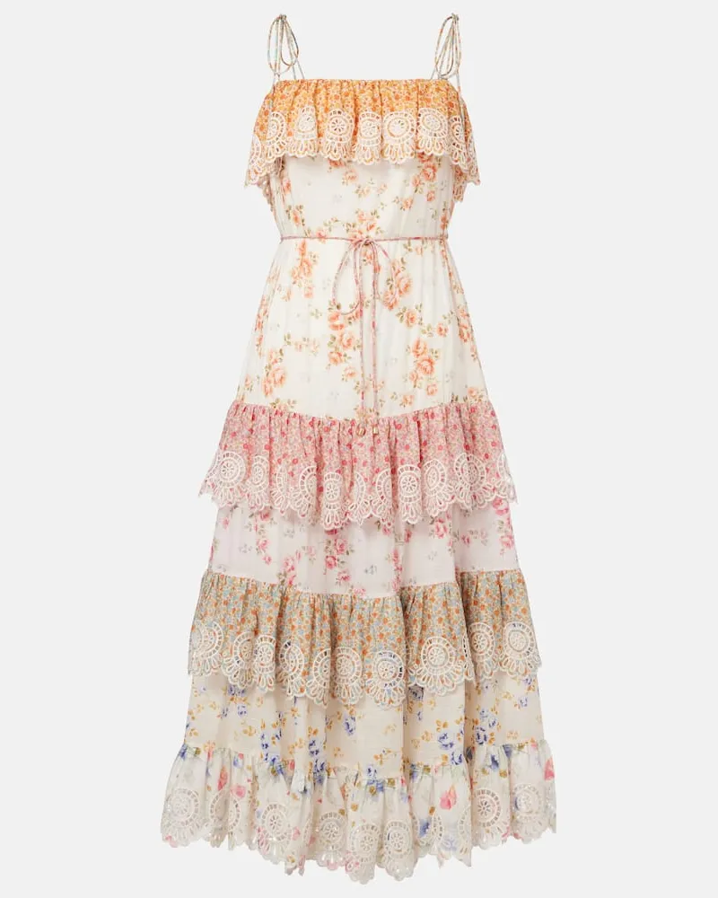 Zimmermann Maxikleid Lucky aus Baumwolle Weiß