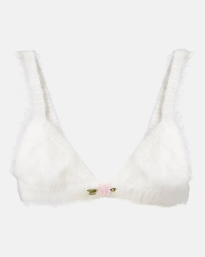 Alessandra Rich Bralette aus einem Mohairgemisch Weiß