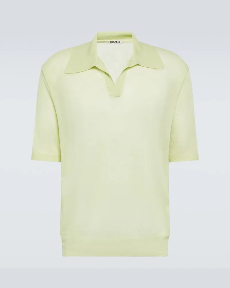 AURALEE Polopullover aus Wolle und Seide Gelb