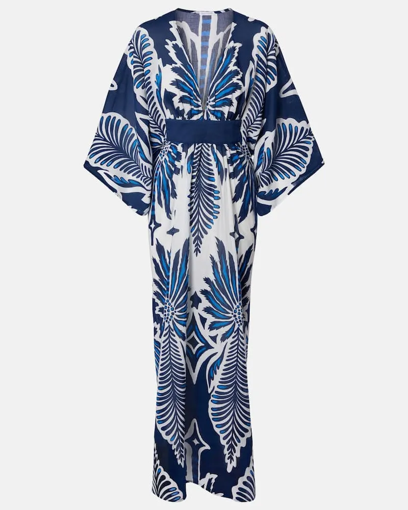 Poupette St Barth Kaftan Sol aus Baumwollmusselin Blau