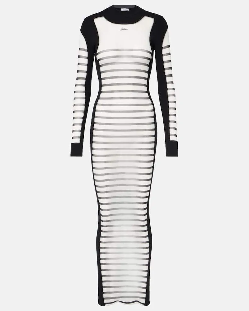 Jean Paul Gaultier Maxikleid Mariniere aus Mesh Weiß