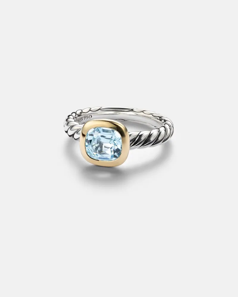 David Yurman Ring DY Mercer® aus Sterlingsilber mit 18kt Gelbgold und Topas Silber