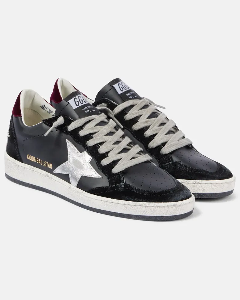 Golden Goose Sneakers Ball Star aus Leder und Samt Schwarz