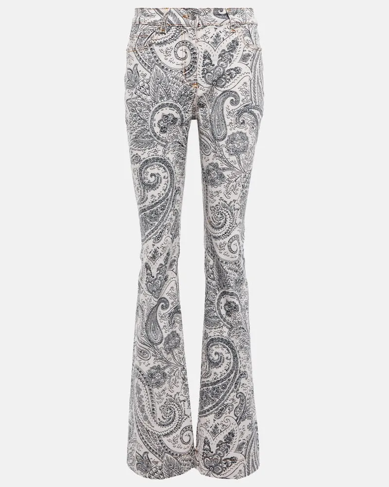 Etro Bedruckte Flared Jeans Weiß