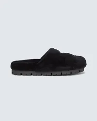 Prada Slippers aus Shearling Schwarz