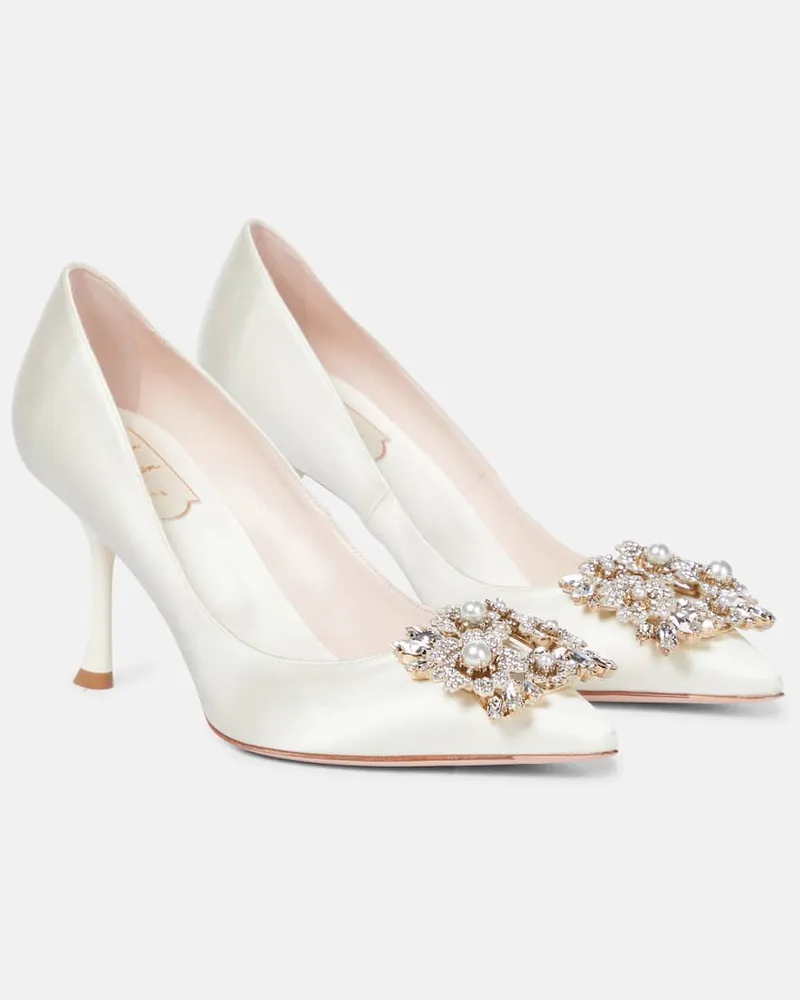 Roger Vivier Pumps RV Bouquet 85 aus Satin Weiß