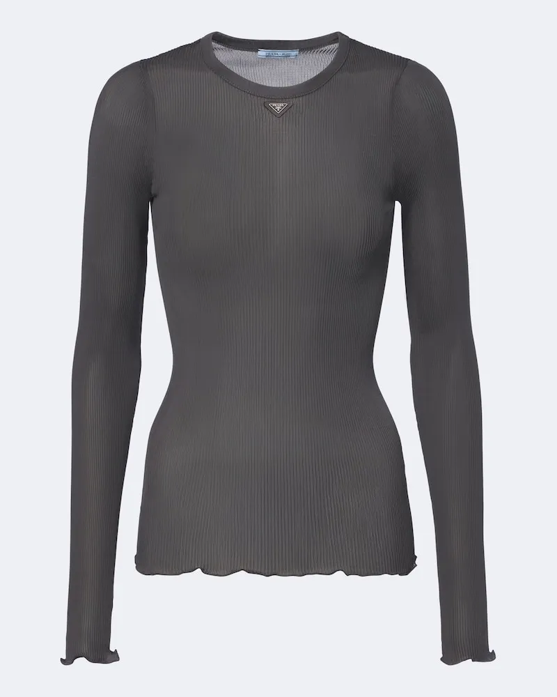 Prada Top aus Seide Grau