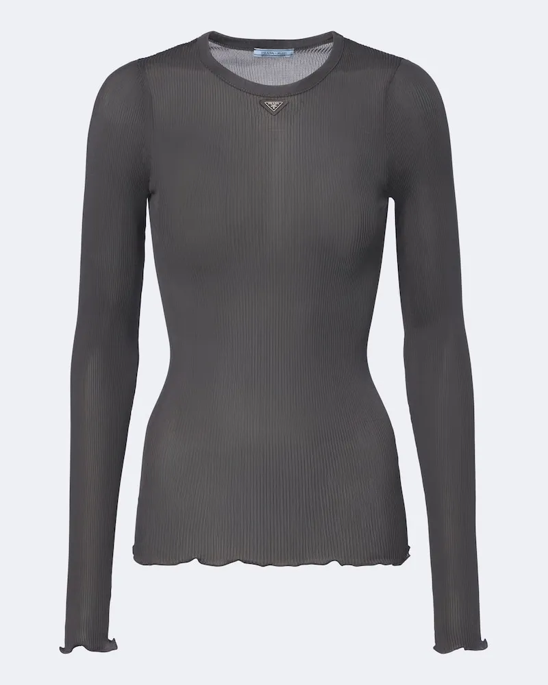 Prada Top aus Seide Grau