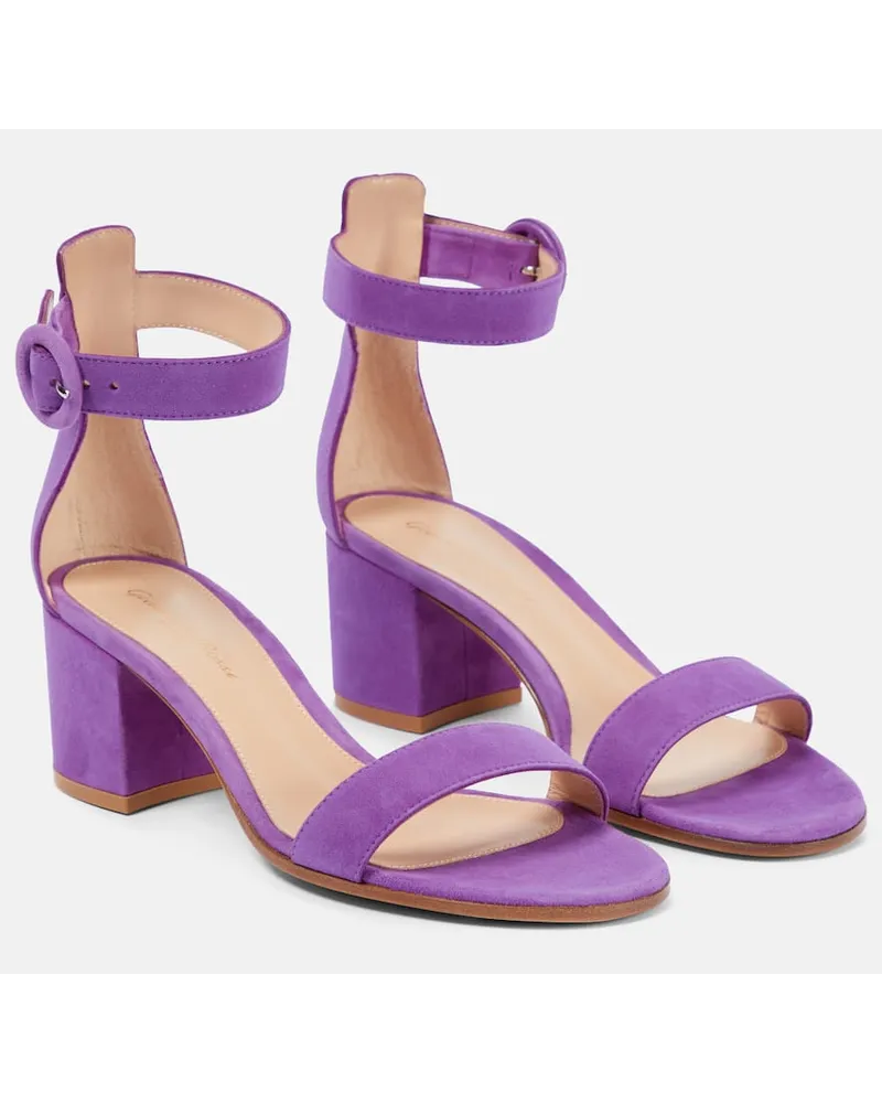 Gianvito Rossi Sandalen Versilia 60 aus Veloursleder Lila