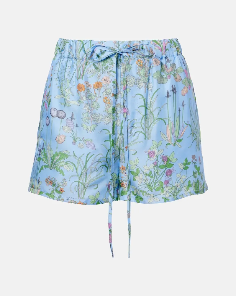 Gucci Shorts aus Seidensatin Blau