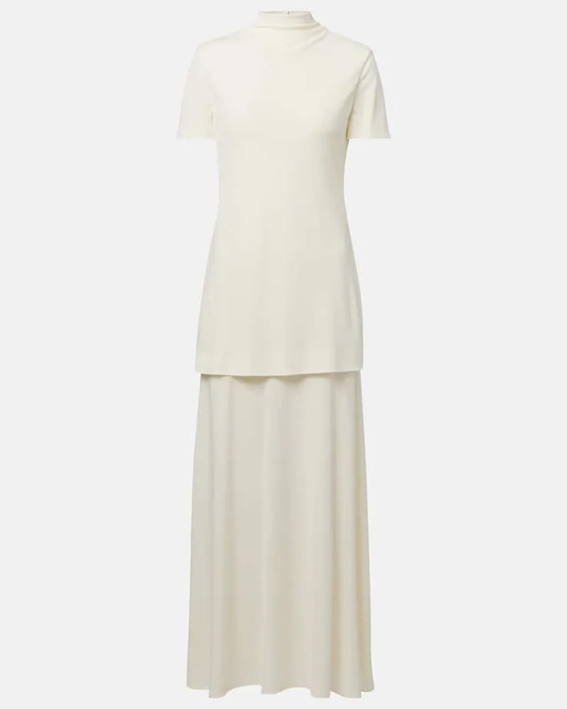 Jil Sander Maxikleid aus Crêpe Weiß