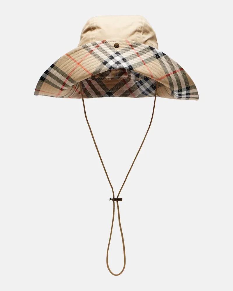 Burberry Hut Burberry Check aus Gabardine Beige