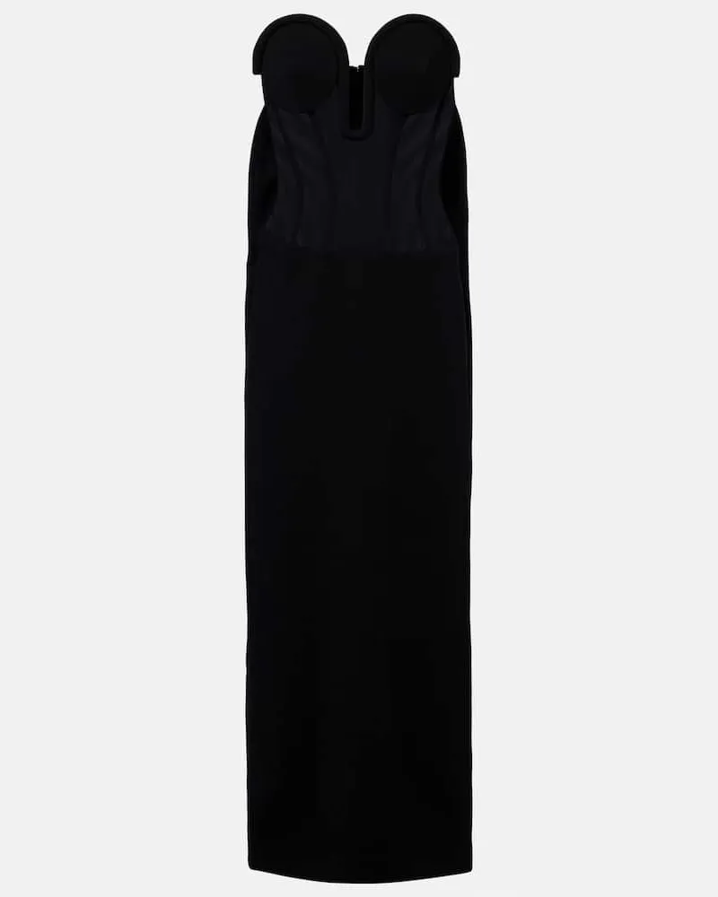 Jean Paul Gaultier Maxikleid aus Crêpe und Tüll Schwarz