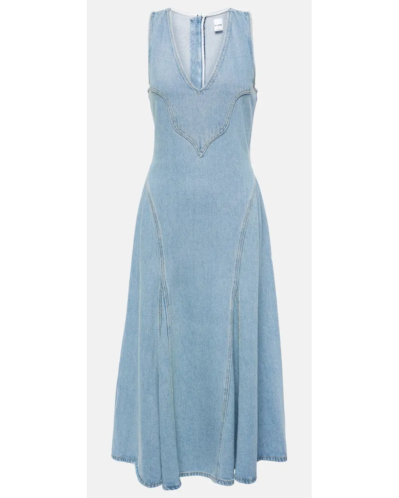 RE/DONE Midikleid Western aus Denim Blau