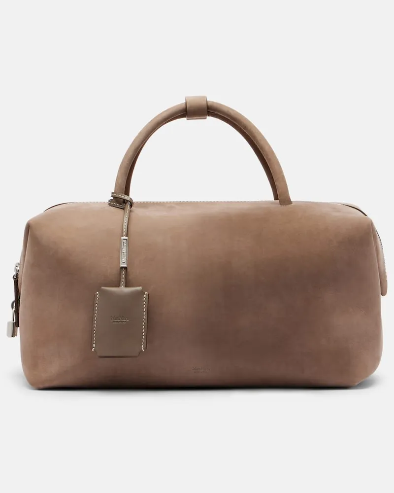 Max Mara Tote Bag Holdall Medium aus Veloursleder Braun