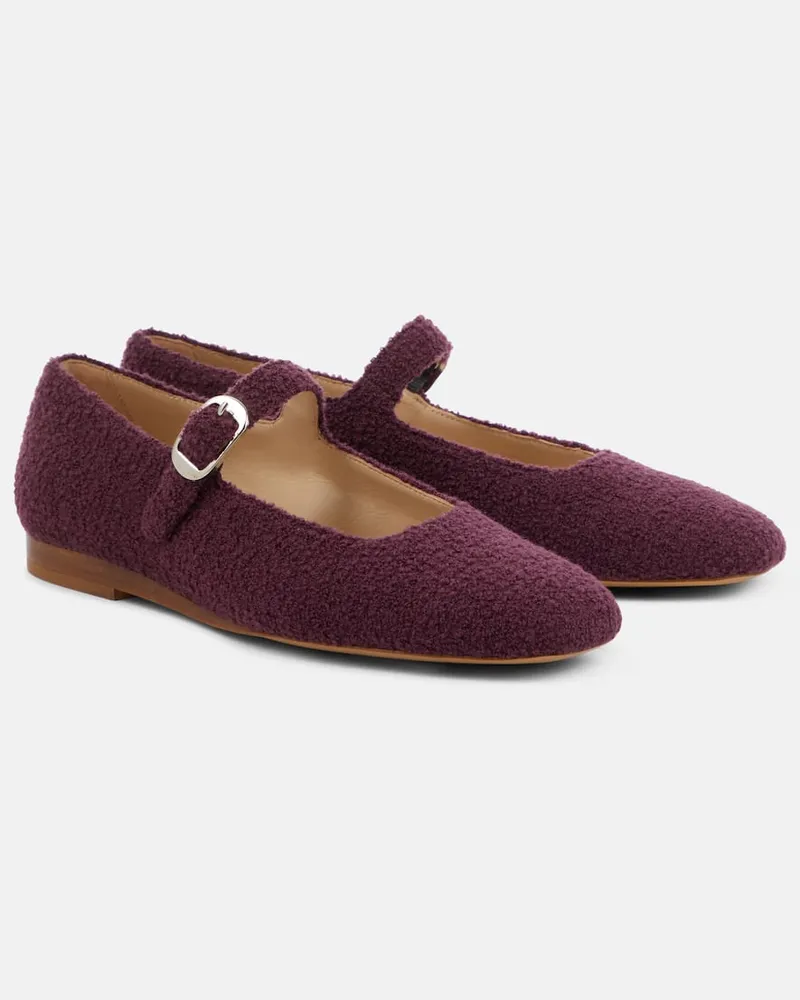 Le Monde Béryl Le Monde Béryl Mary-Jane-Ballerinas aus Bouclé Burgunderrot
