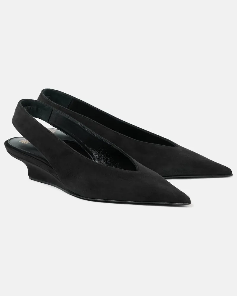 Totême Slingback-Wedges aus Veloursleder Schwarz