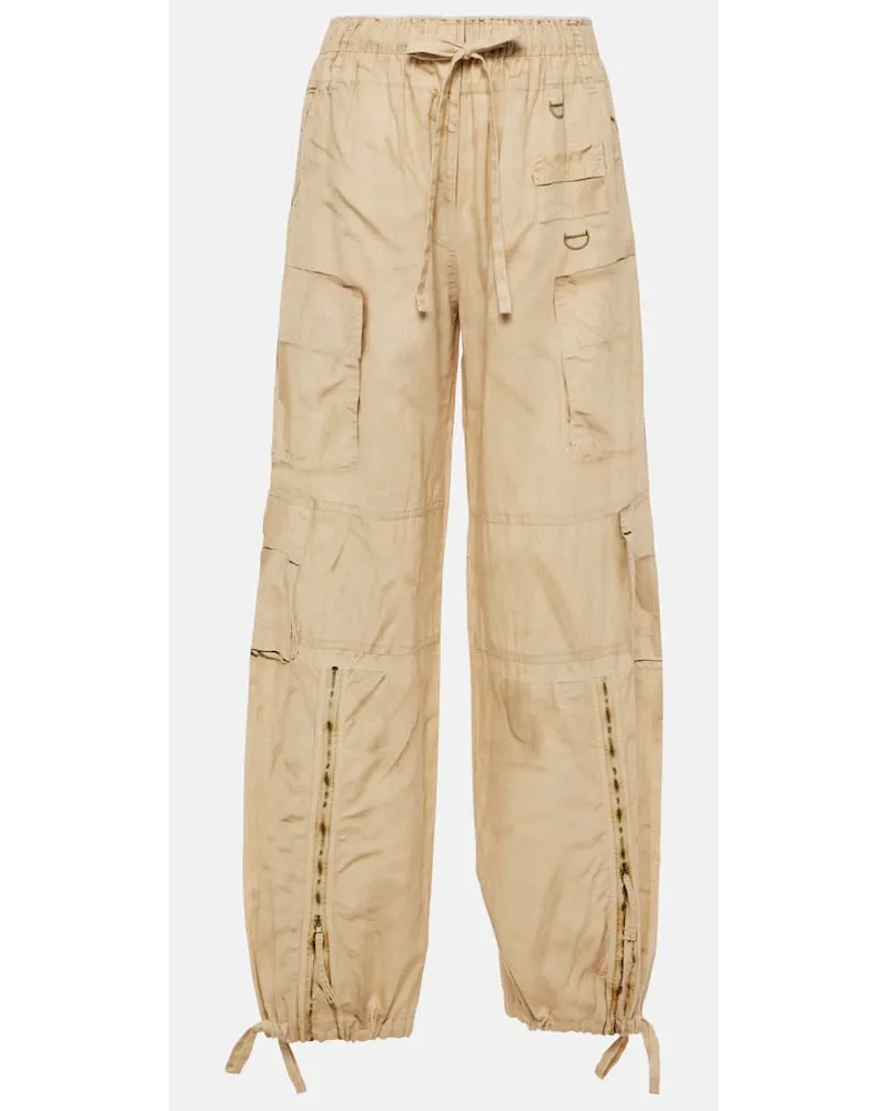 Acne Studios Cargohose aus Leinen und Baumwolle Beige