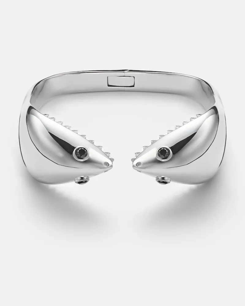 Yvonne Léon Yvonne Léon Armreif Requin aus 9kt Weißgold (375/1000) mit Diamanten Silber