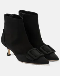 Manolo Blahnik Ankle Boots Baylow aus Veloursleder Schwarz