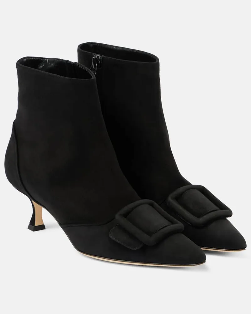 Manolo Blahnik Ankle Boots Baylow 60 aus Veloursleder Schwarz