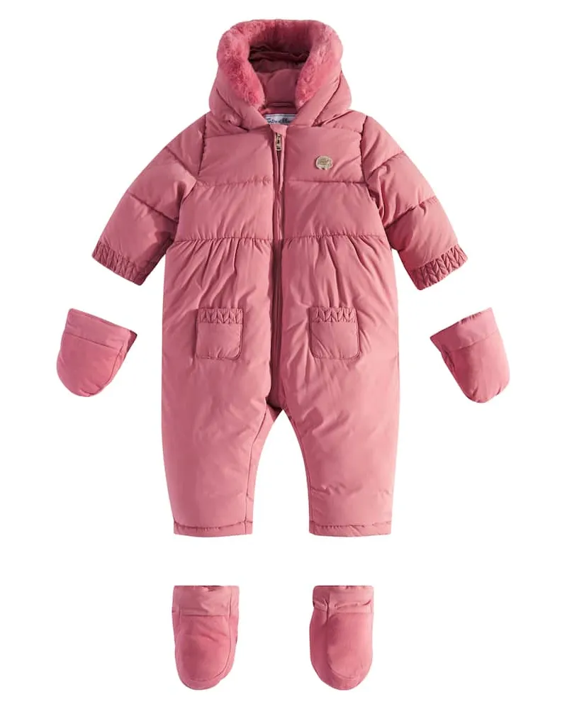 Tartine et Chocolat Baby Schneeanzug mit Faux Fur Pink