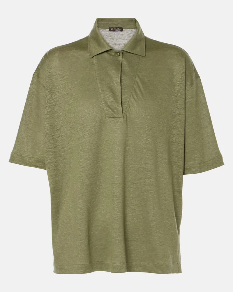 Loro Piana Polohemd aus Leinen Grün