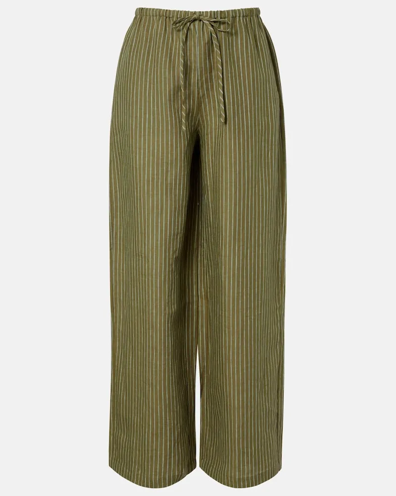 STAUD Weite Hose Mateo aus Leinen Grün
