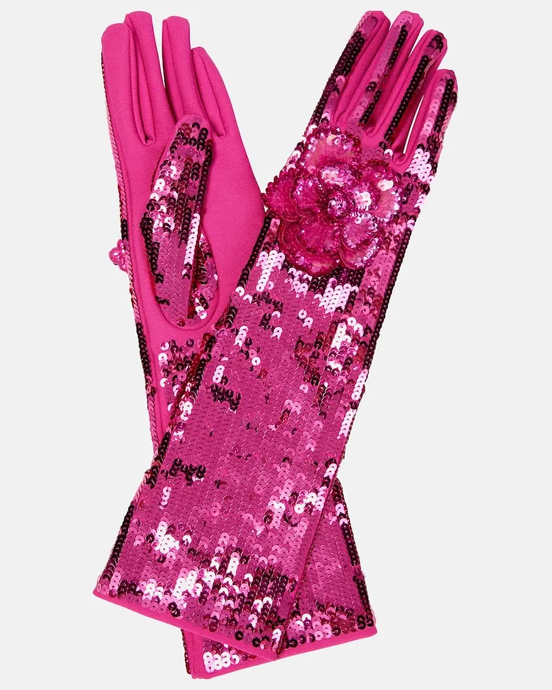 Valentino Garavani Handschuhe mit Pailletten Rosa