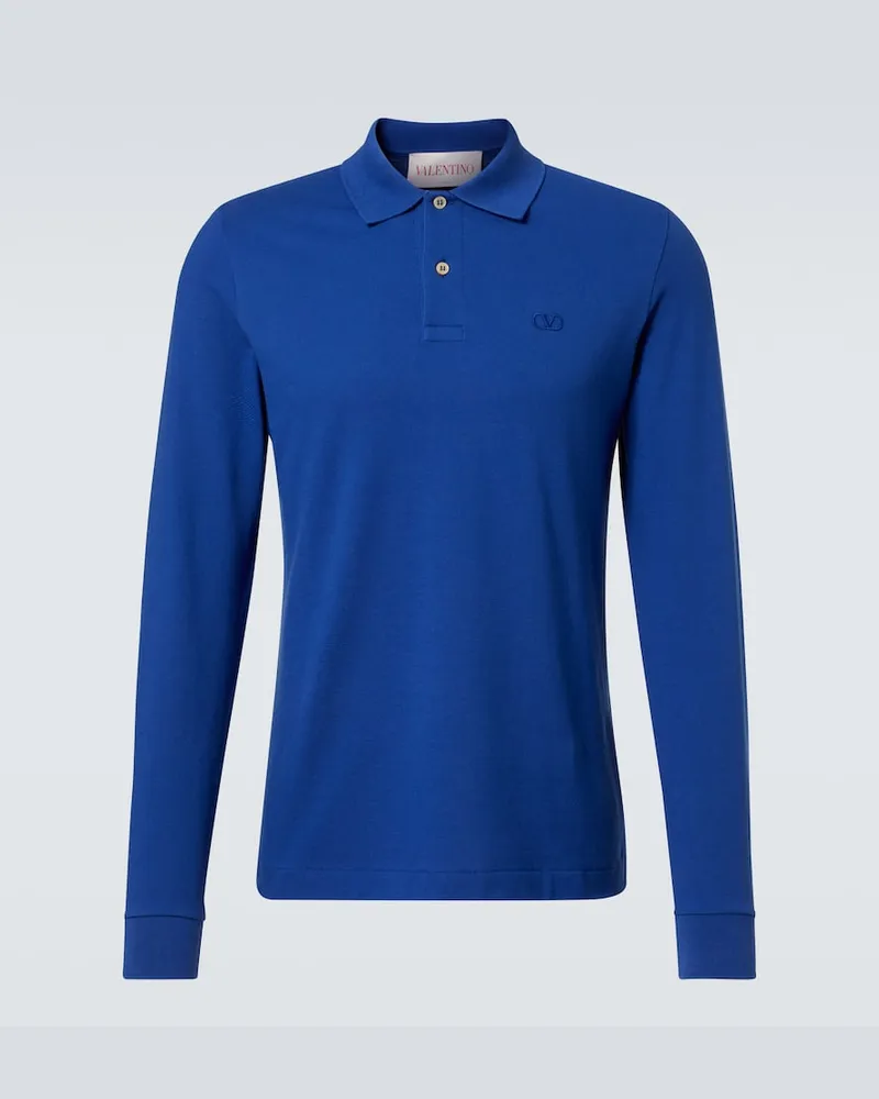 Valentino Garavani Polohemd VLogo aus Baumwoll-Piqué Blau