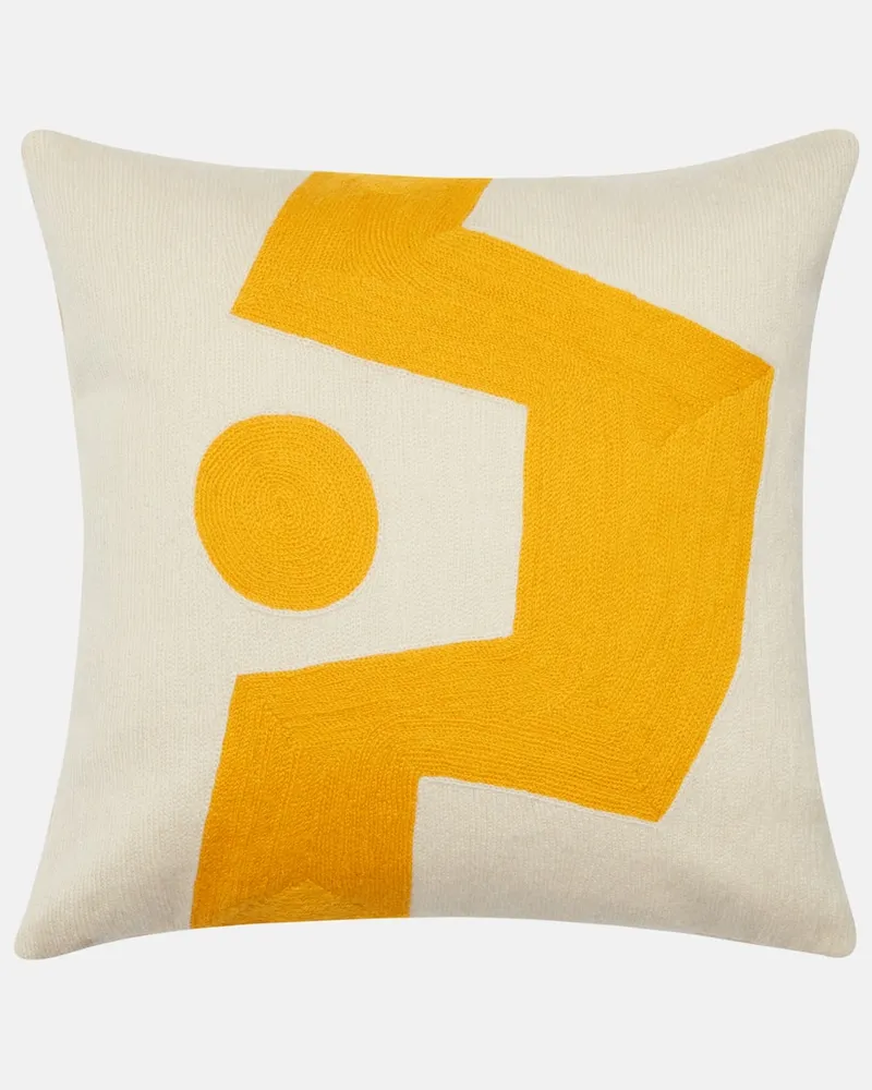 Jonathan Adler Kissen Ojai Path aus Wolle und Baumwolle Weiß