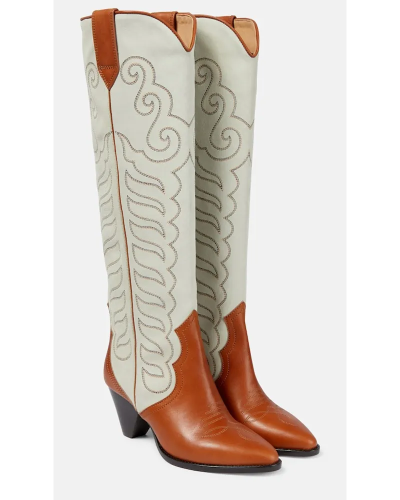 Isabel Marant Westernstiefel Liela aus Leder und Veloursleder Multicolor