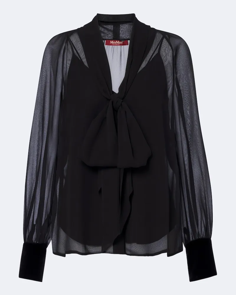 Max Mara Schluppenbluse Elegante aus Seide Schwarz