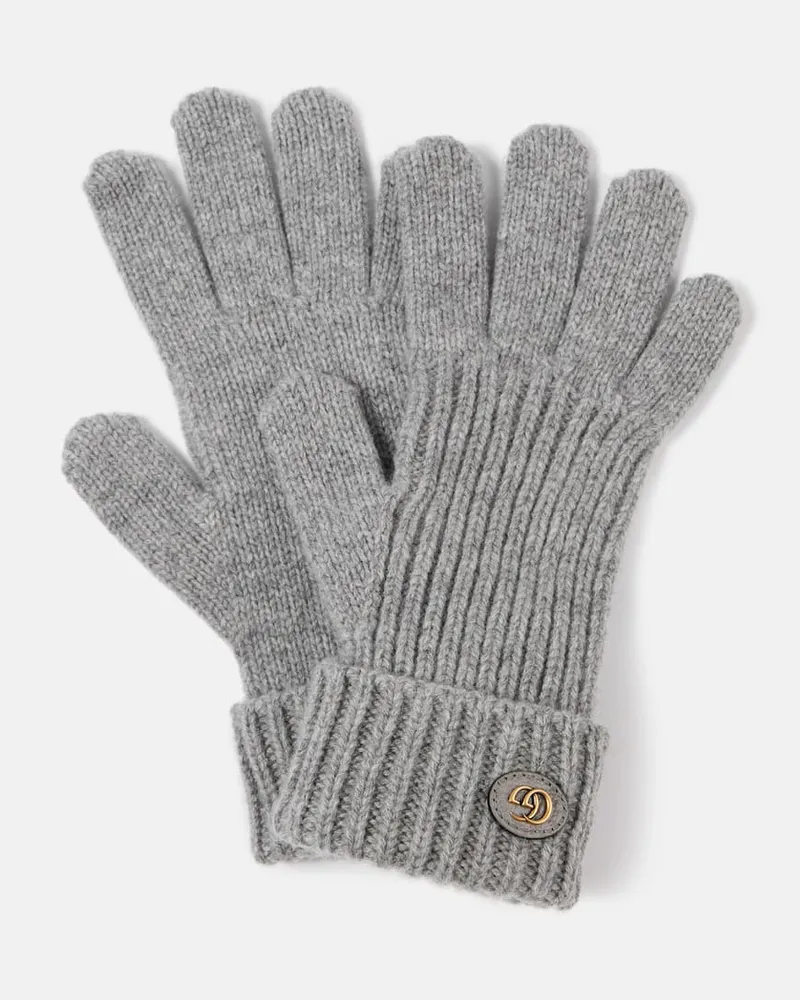 Gucci Handschuhe Double G aus Wolle und Kaschmir Grau