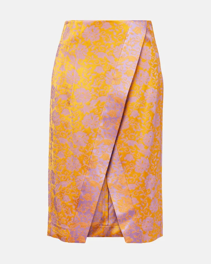 Dries van Noten Midirock aus Jacquard Orange