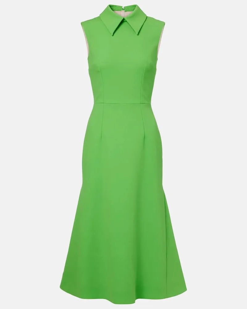 EMILIA WICKSTEAD Midikleid Leontine aus Woll-Crêpe Grün