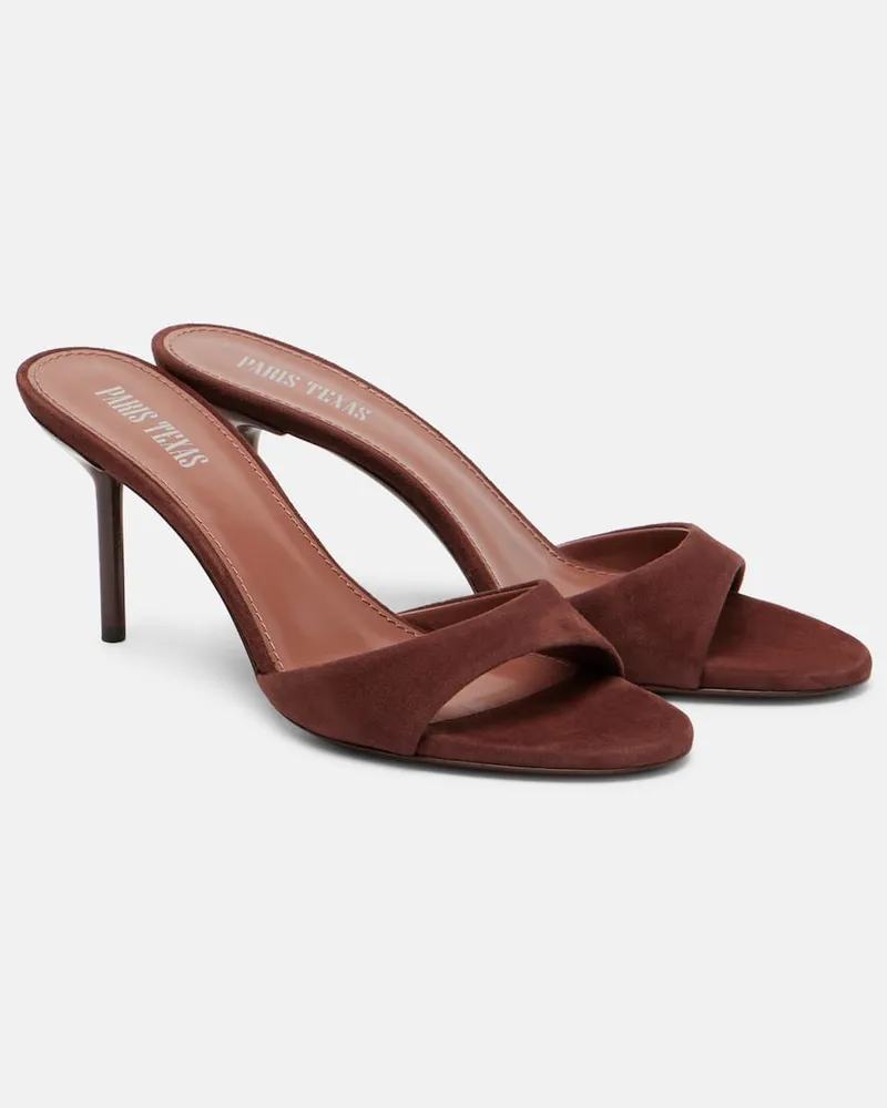 Paris Texas Pantoletten Lidia aus Veloursleder Braun