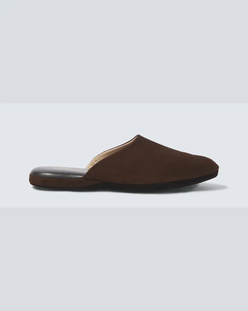 Charvet Slippers aus Veloursleder Braun