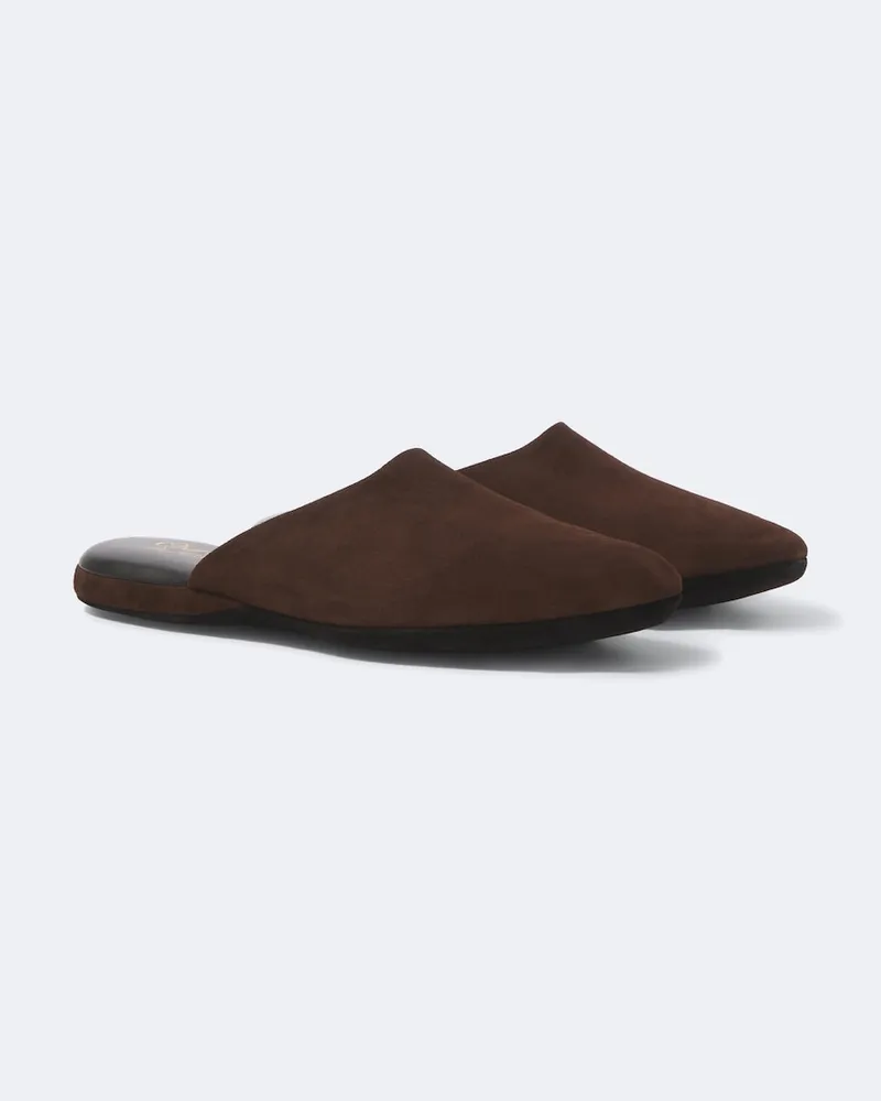 Charvet Slippers aus Veloursleder Braun