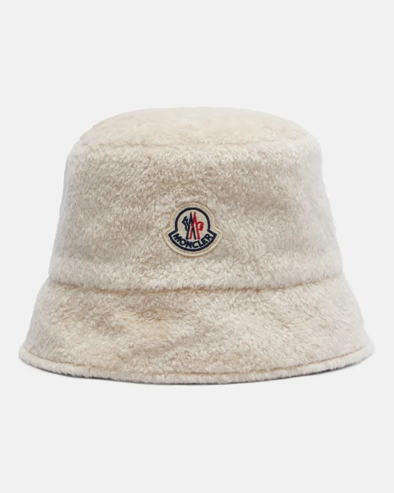Moncler Wenbarer Hut mit Teddyfleece Weiß