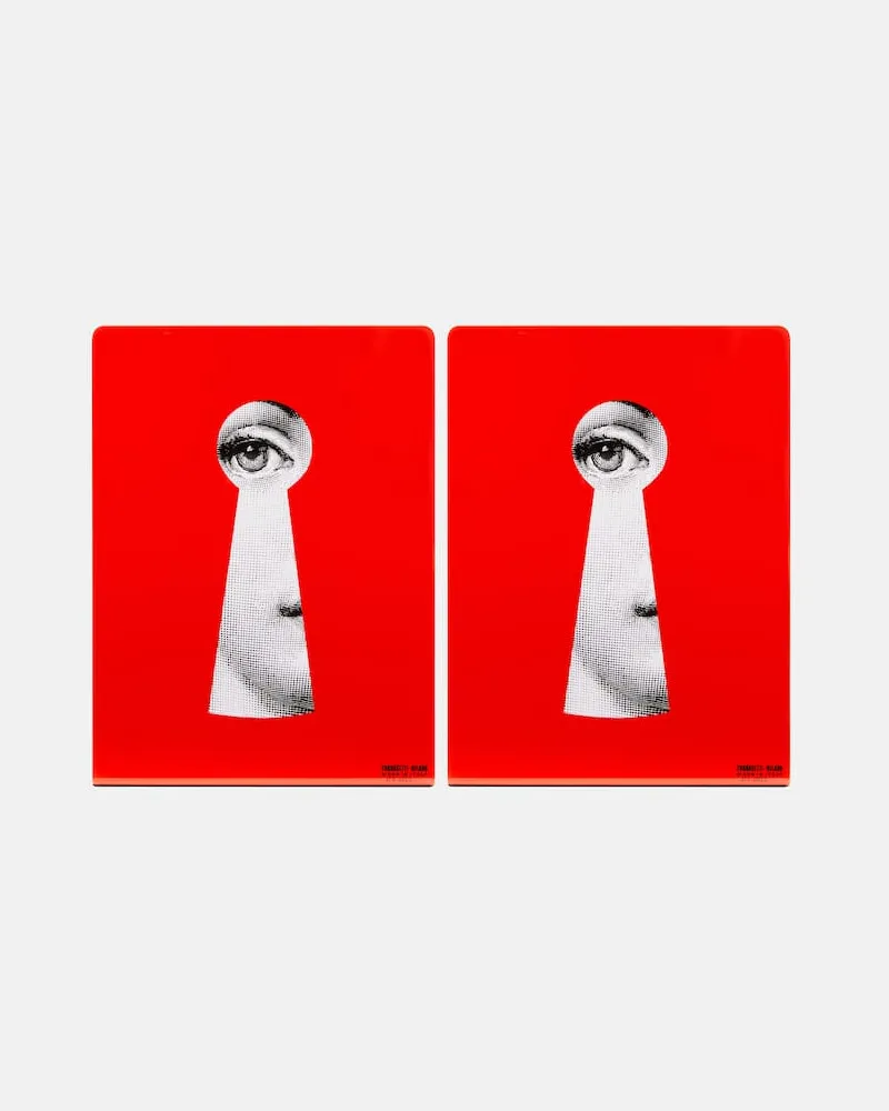 Fornasetti Set Serratura aus zwei Buchstützen Rot