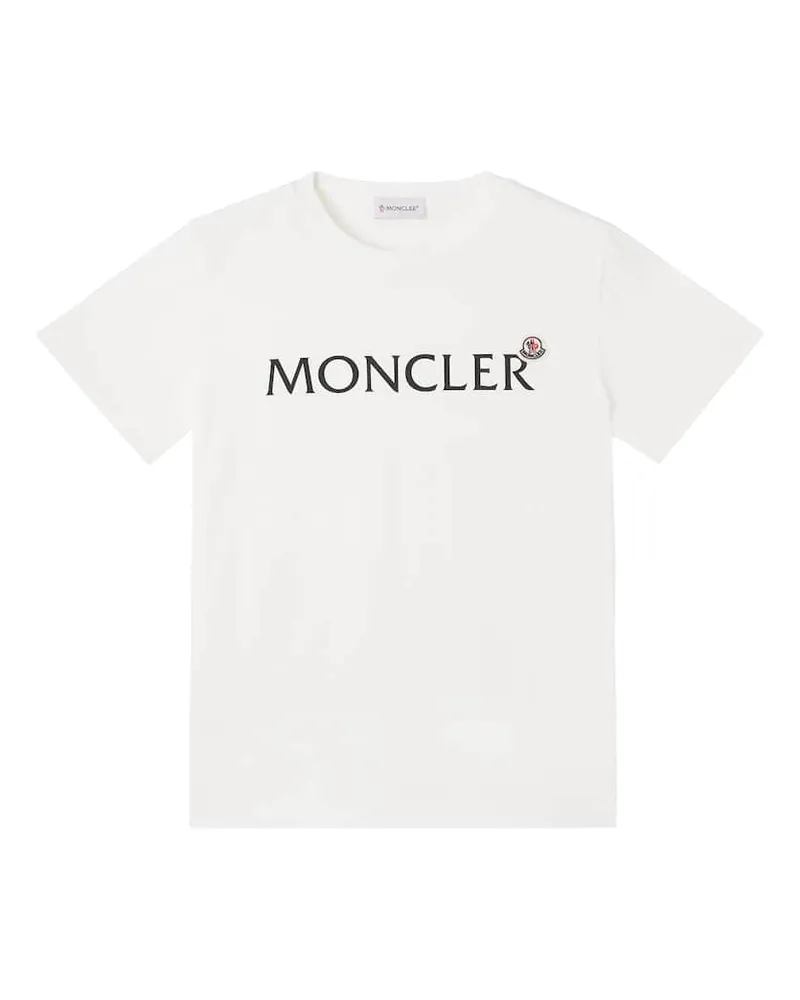 Moncler T-Shirt aus Baumwoll-Jersey mit Logo Weiß